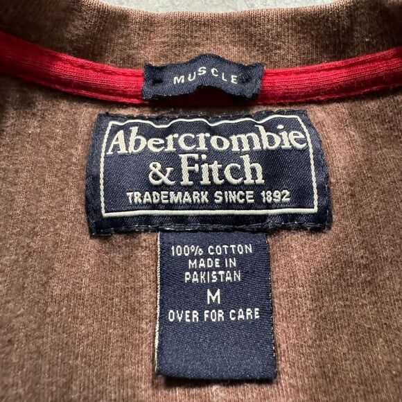Abercrombie & Fitch Brown Long Sleeve V-Neck Pullover Size Medium Muscle Fit - Picture 5 of 7